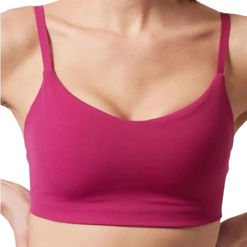 Athleta Alicia Keys Elation Bra Size Medium A-C Pink Strappy Back‎ Yoga Active